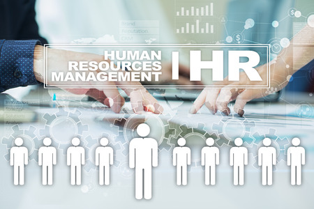 Human resource management, HR, recruitment, leadership and teambuilding. Business and technology concept.の写真素材