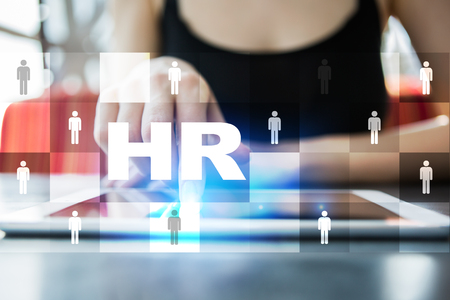 Human resource management, HR, recruitment, leadership and teambuilding. Business and technology concept.の写真素材