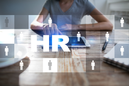 Human resource management, HR, recruitment, leadership and teambuilding. Business and technology concept.の写真素材