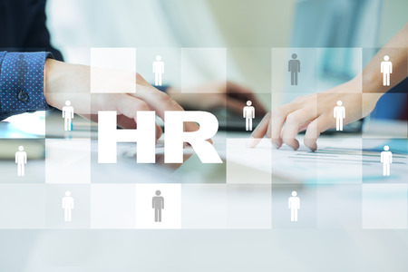 Human resource management, HR, recruitment, leadership and teambuilding. Business and technology concept.の写真素材