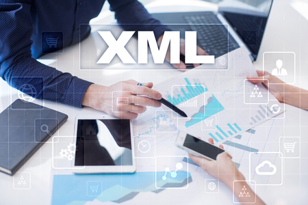 XML. Web development. Internet and technology concept.