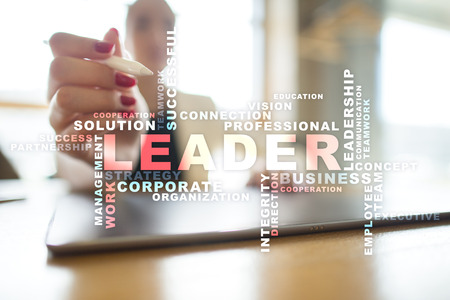 Leader. Leadership. Teambuilding. Business concept. Words cloud.