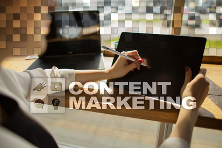 Content marketing concept on the virtual screen.の写真素材