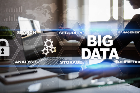 Big data technology and internet concept on the virtual screen.