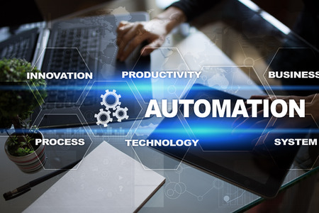Automation concept as an innovation, improving productivity, reliability and repeatability in technology and business processes.の写真素材