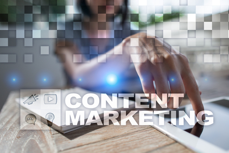 Content marketing concept on virtual screen.の写真素材