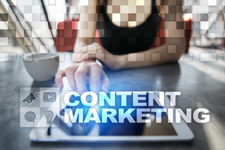 Content marketing concept on virtual screen.の写真素材