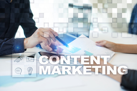 Content marketing concept on virtual screen.の写真素材