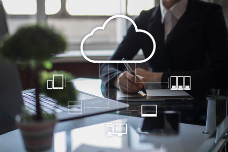 Cloud technology. Data storage. Networking and internet service concept.