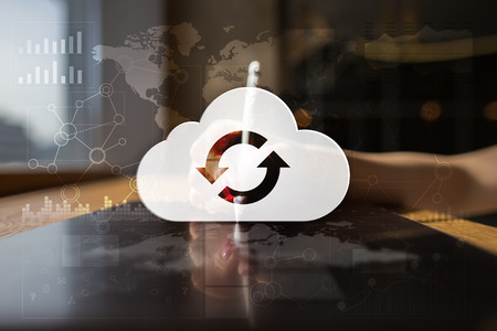 Cloud technology. Data storage. Networking and internet service concept.の写真素材