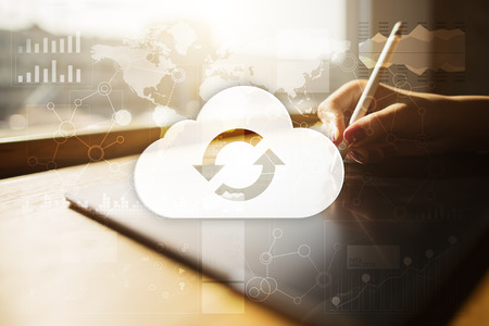 Cloud technology. Data storage. Networking and internet service concept.の写真素材