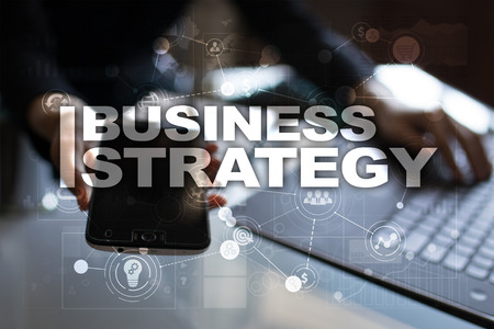 Business strategy concept on the virtual screen.