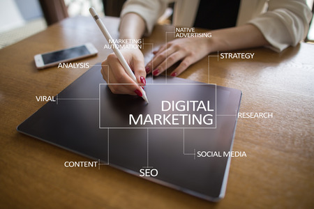 DIgital marketing technology concept. Internet. Online. Search Engine Optimisation. SEO. SMM. Advertising.の写真素材