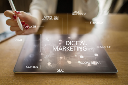 DIgital marketing technology concept. Internet. Online. Search Engine Optimisation. SEO. SMM. Advertising.の写真素材