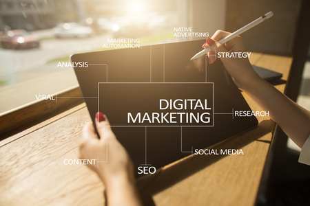 DIgital marketing technology concept. Internet. Online. Search Engine Optimisation. SEO. SMM. Advertising.の写真素材