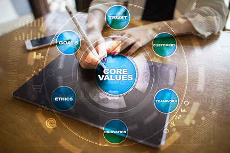 Core values business and technology concept on the virtual screen.