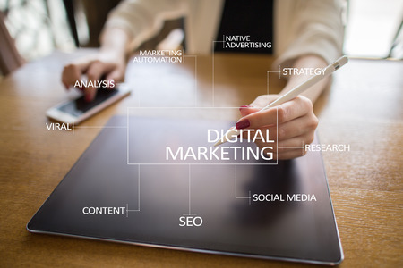 DIgital marketing technology concept. Internet. Online. Search Engine Optimisation. SEO. SMM. Advertising.の写真素材