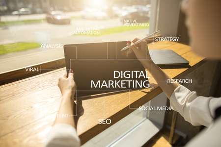 DIgital marketing technology concept. Internet. Online. Search Engine Optimisation. SEO. SMM. Advertising.の写真素材