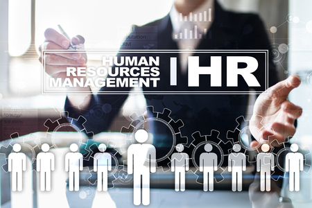 Human resource management, HR, recruitment, leadership and teambuilding. Business and technology concept.の写真素材