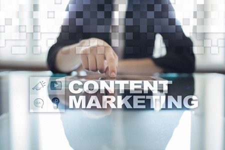 Content text on virtual screen. Business technology and internet concept. の写真素材