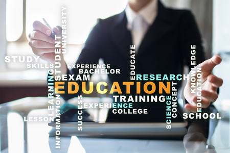 Education words cloud on the virtual screen.の写真素材