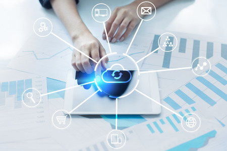Cloud technology. Data storage. Networking and internet service concept.