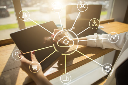 Cloud technology. Data storage. Networking and internet service concept.の写真素材