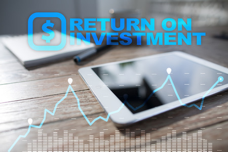 ROI, Return on investment business and technology concept. Virtual screen background.の写真素材