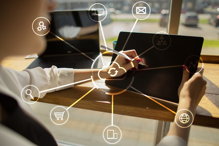 Cloud technology. Data storage. Networking and internet service concept.
