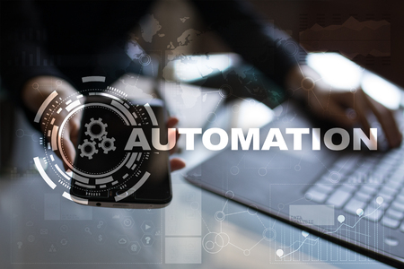 Automation concept as an innovation, improving productivity, reliability and repeatability in technology and business processes.の写真素材