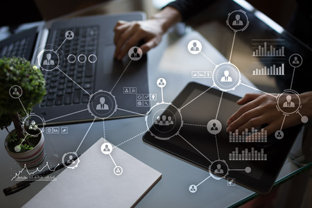 People network. Organizational structure. HR. Social media. Internet and technology concept.の写真素材