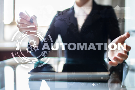 Automation concept as an innovation, improving productivity, reliability and repeatability in technology and business processes.の写真素材