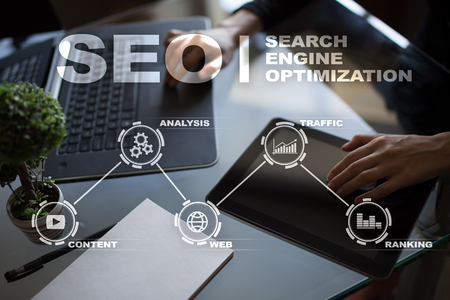 SEO. Search Engine optimization. Digital online marketing andInetrmet technology concept.?の写真素材