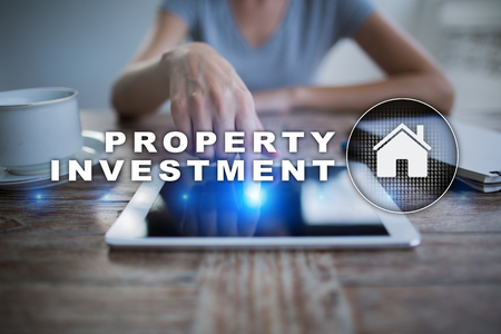 Property investment business and technology concept. Virtual screen background.の写真素材