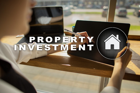 Property investment business and technology concept. Virtual screen background.の写真素材