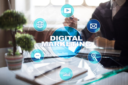 DIgital marketing technology concept. Internet. Online. Search Engine Optimisation. SEO. SMM. Advertising.の写真素材