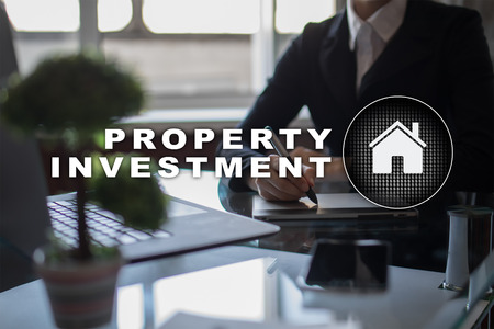 Property investment business and technology concept. Virtual screen background.の写真素材
