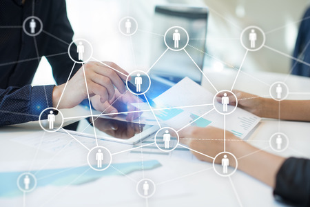 Human resource management, HR, recruitment, leadership and teambuilding. Business and technology concept.の写真素材