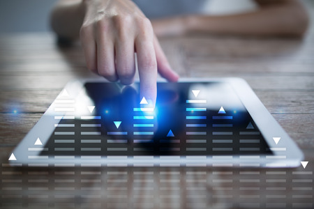 Stock trading, data analysis diagram, chart, graph on virtual screen. Business and technology...