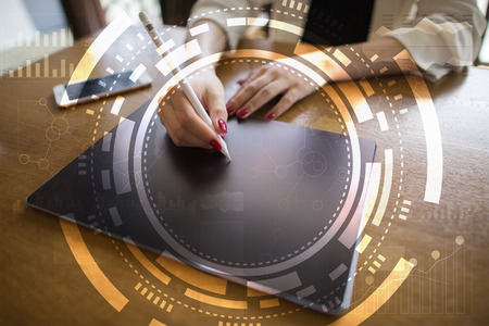 Virtual screen business, technology and internet concept.の写真素材