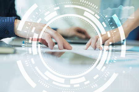 Virtual screen business, technology and internet concept.