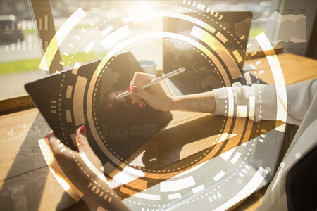 Virtual screen business, technology and internet concept.の写真素材