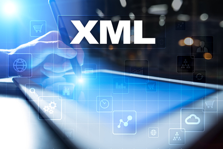 XML. Web development. Internet and technology concept.