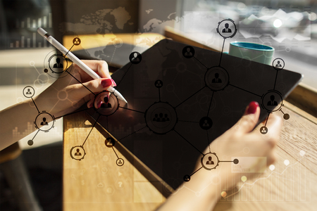 People icons structure Social network. HR. Human resources management. Business internet and technology concept.の写真素材