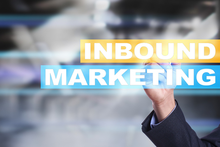 Inbound marketing text on virtual screen. Business and technology concept.の写真素材