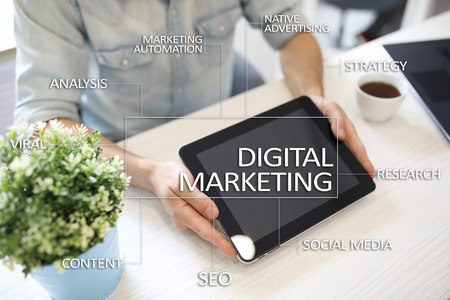 DIgital marketing technology concept. Internet. Online. Search Engine Optimisation. SEO. SMM. Advertising.の写真素材