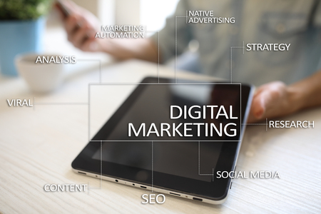 DIgital marketing technology concept. Internet. Online. Search Engine Optimisation. SEO. SMM. Advertising.の写真素材