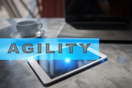 Agility text on virtual screen. Business technology and internet concept.?の写真素材