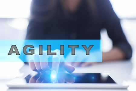 Agility text on virtual screen. Business technology and internet concept.?の写真素材