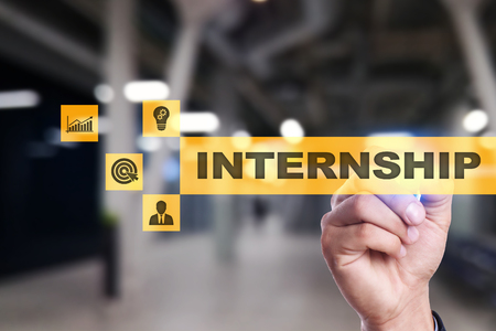 Internship text on virtual screen. Business, education and internet concept.?の写真素材